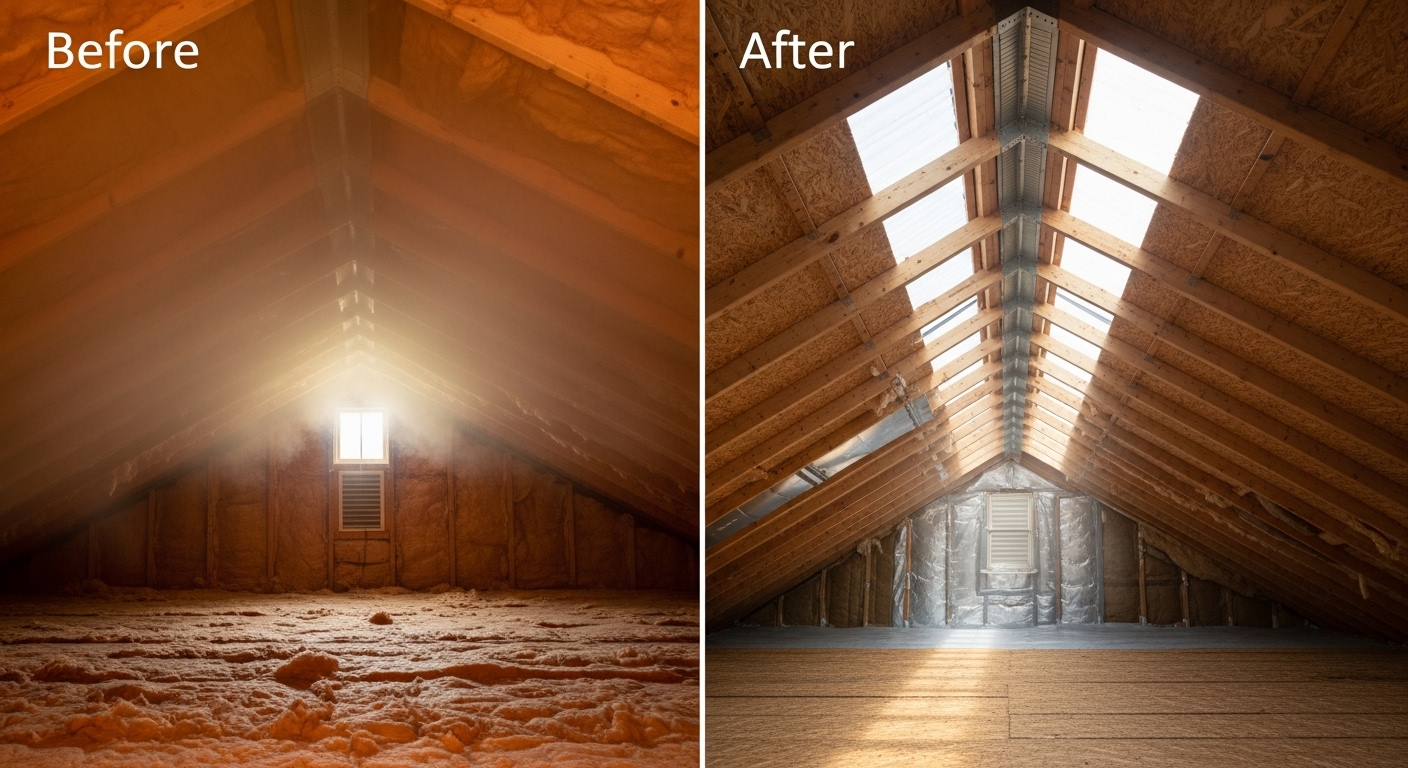 Before and After Roof Attic Ventilation in Waterbury, CT - Land Bury Roofing